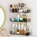 SUNZOS Modern 3-Tier Bathroom Organizer, Corner Makeup Storage with Brush Holder, Acrylic Vanity Organizer, Large Capacity Countertop Organizer for Kitchen, Dresser, Gray