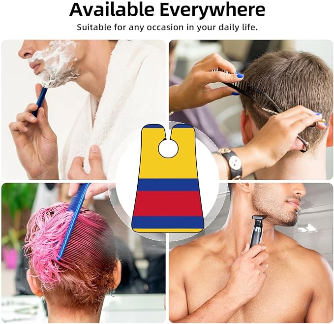 YQxwJL Flag Of Colombia Print Beard Bib Shaving Apron, Beard Hair Trimming Cape Gift For Dad