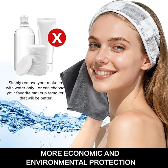 SINLAND Microfiber Facial Cloths Fast Drying Washcloth 8inch x 8inch Absorbent Face Wash Cloth Soft Makeup Remover Cloths