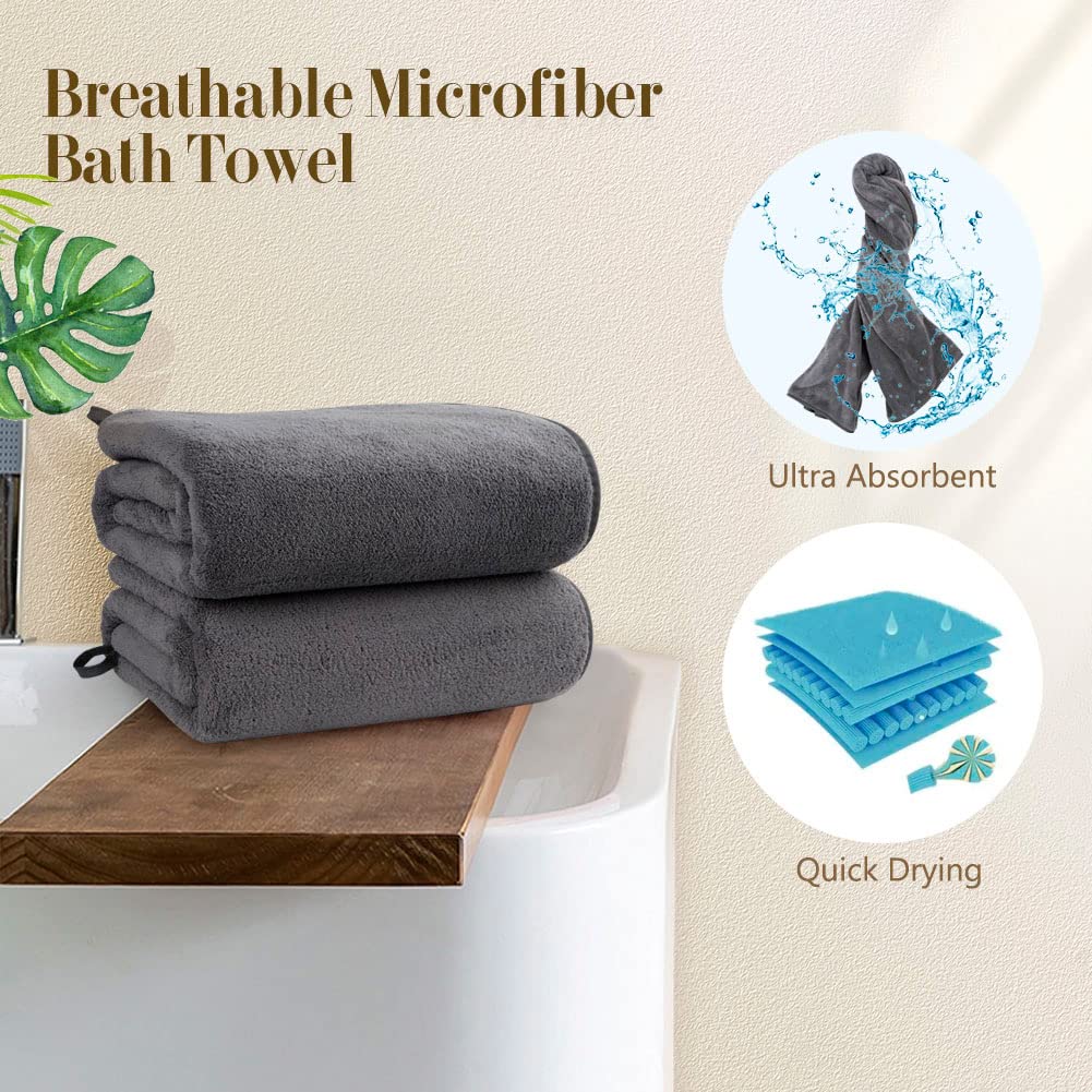Orighty Bath Towels, Soft Feel Bath Towel, 2 Pack (27'' x 54'')