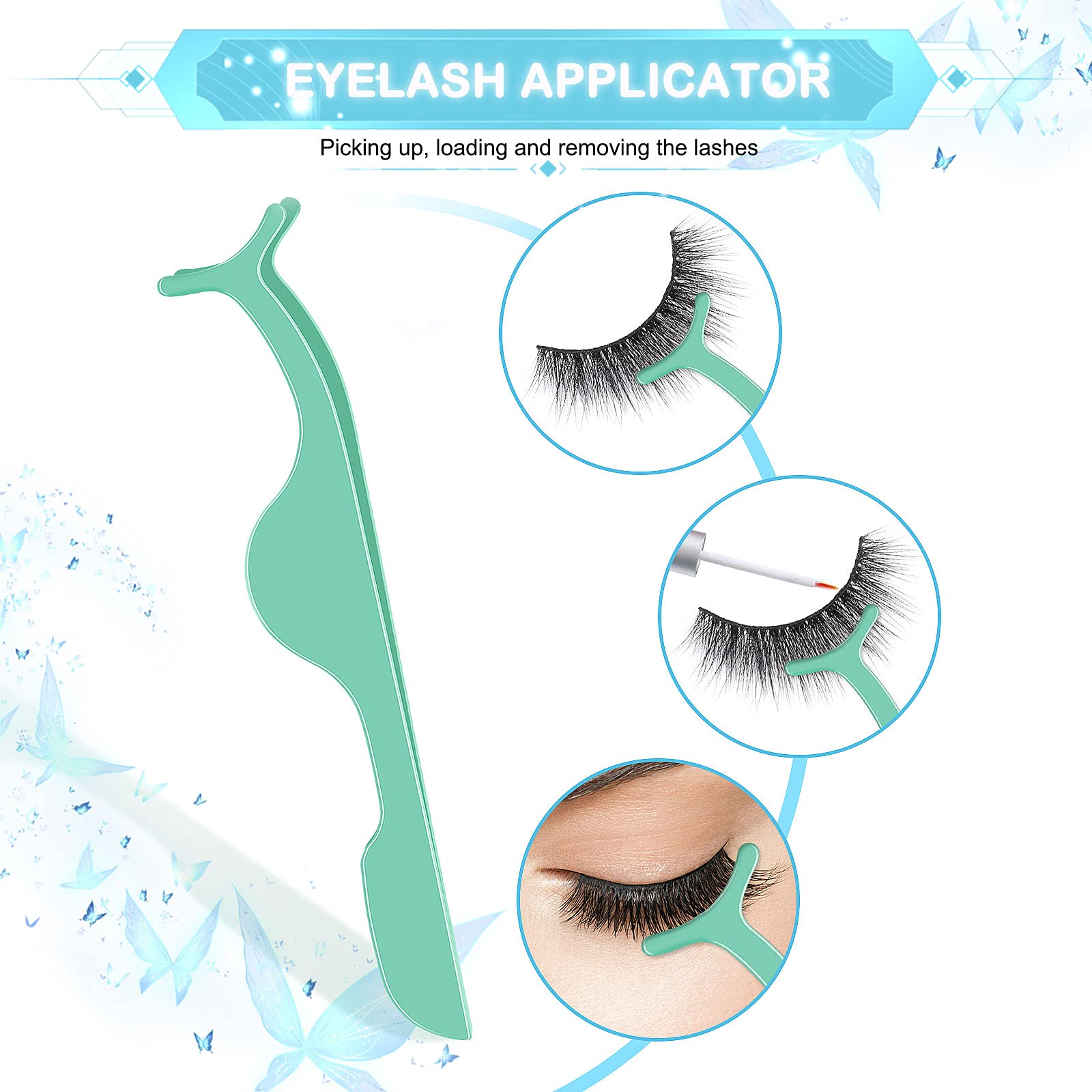 175 Pieces Lash Packaging Wholesale, Include 30 Empty Eyelashes Packaging Box, 30 False Lash Trays, 15 Eyelash Tweezers and 100 Eyelash Brush Mascara Wands Disposable (Green)