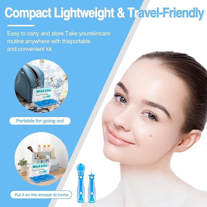 MixS Live Sterile Pimple Needle Kit - 80 pcs 0.3mm Ultra-Fine Acne Needles + 108 Dots Acne Pimple Stickers - Effective Blemish & Blackhead Removal Tools for Clear Skin