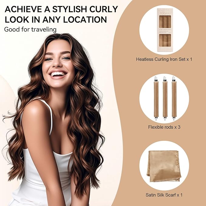 Togayu Heatless Curls Overnight Hair Care Set - Jumbo Velvet Hair Curlers