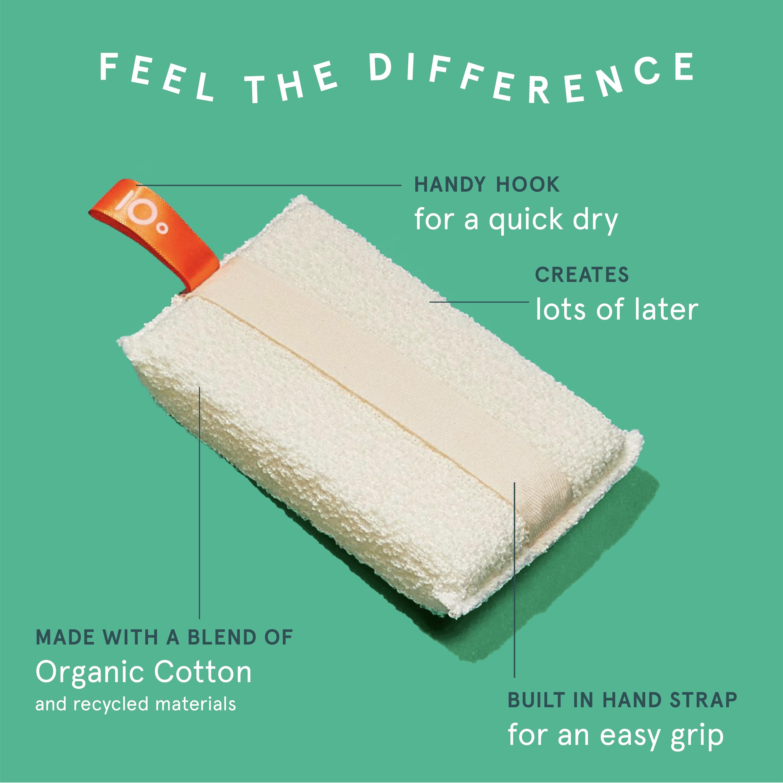 Cleanlogic Organic Cotton Small Exfoliating Body Scrubber (3.3 x 5.5 in) – Deep Cleansing Shower Exfoliator for Athletes, Fast-Drying Dead Skin Remover for Full Body – 3 Count Value Pack