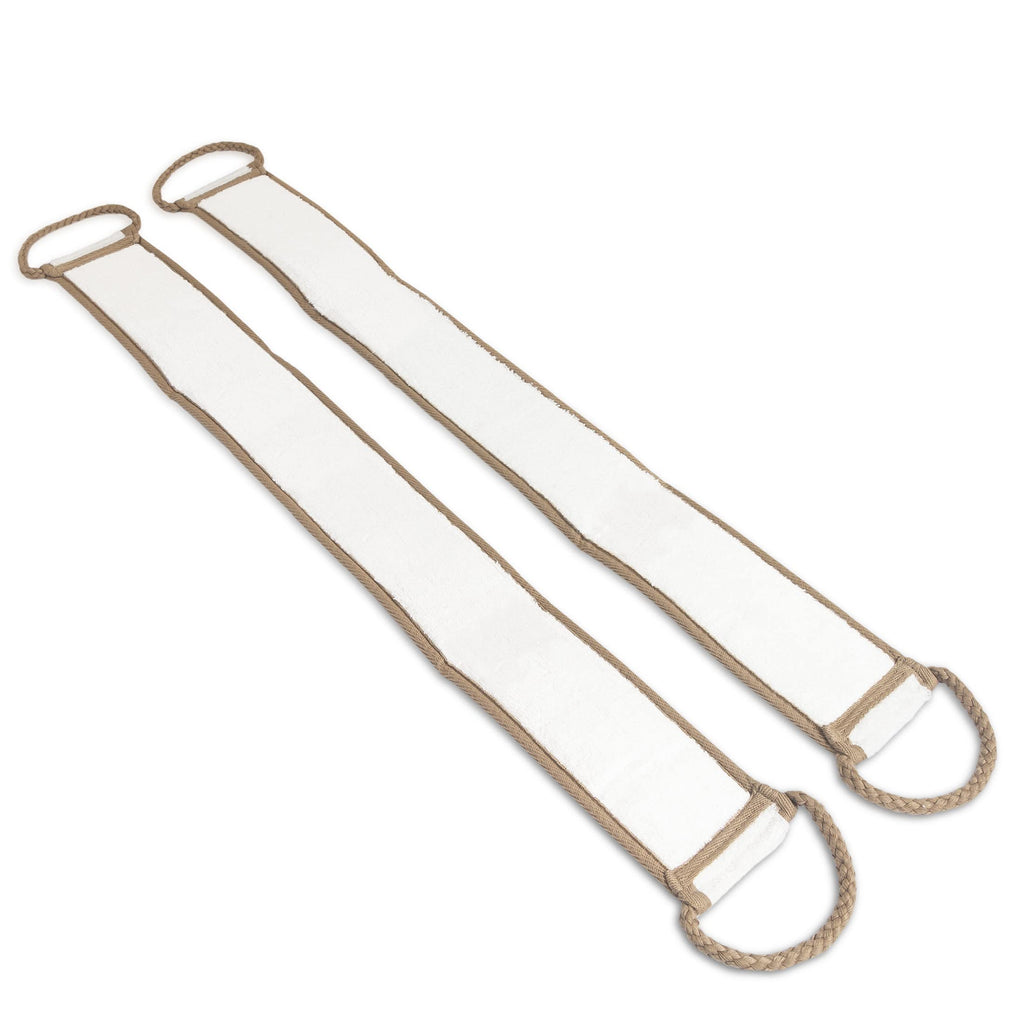 Eurow Beauty Bamboo Back Scrubber, Dual-Sided Exfoliating and Cleansing Shower Strap with Looped Handles, Gentle for All Skin Types, Reusable for Daily Spa-Like Bath Experience, 2-Pack