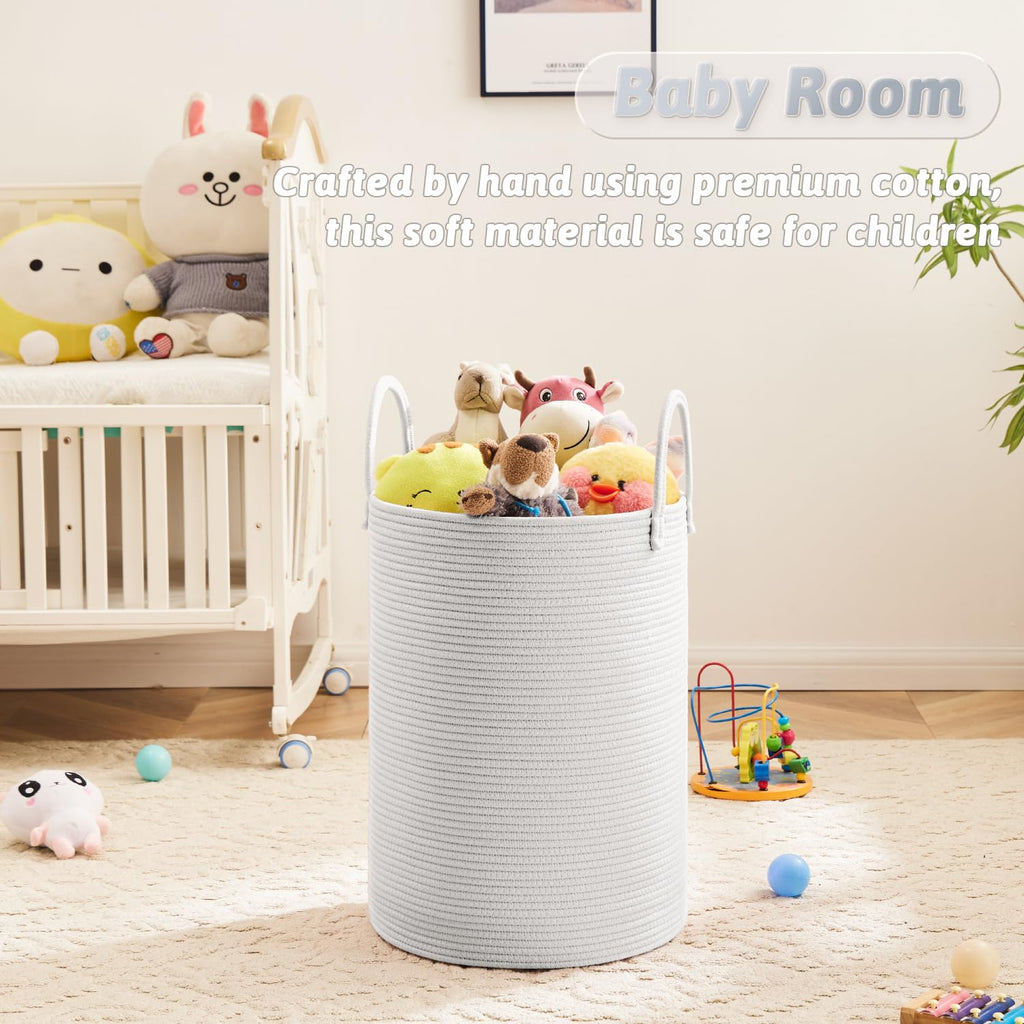 Artfeel Laundry Basket,Woven Cotton Rope Laundry Hamper,60L for Decorative Storage of Dirty Clothes,Toys and Blankets in Bathroom,Baby Room and Living Room