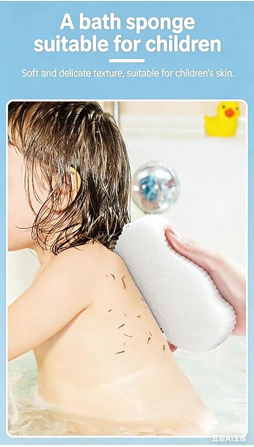 Magic Exfoliating Bath Sponge, New 3D Super Soft Gentle Exfoliation Dead Skin and Dirt Reusable Suitable for All Adults and Children. (Blue+Pink)