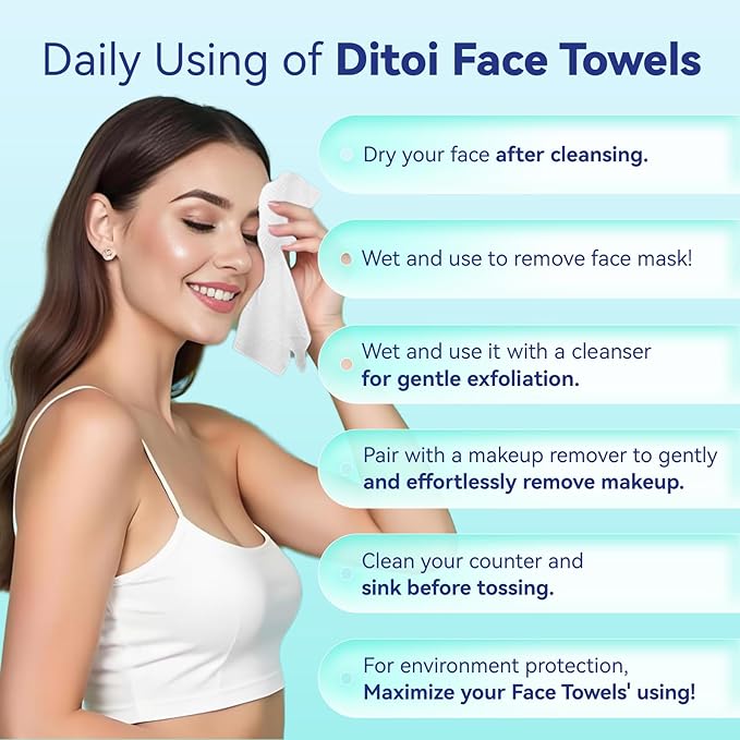 Ditoi Disposable Face Towels XXL, Soft Deep-Cleansing Face cloths,300 Count