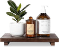 Bathroom Counter Organizer Wood Pedestal Stand Farmhouse Decorative Tray Soap Holder for Kitchen Decor, Large 11.8" x 7" - Walnut