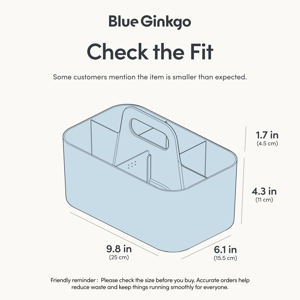 BLUE GINKGO Stackable Organizer Caddy, Rectangle, Blue, Made in Korea