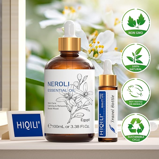 HIQILI Neroli Essential Oil for Diffuser, Aromatherapy and Skin Care
