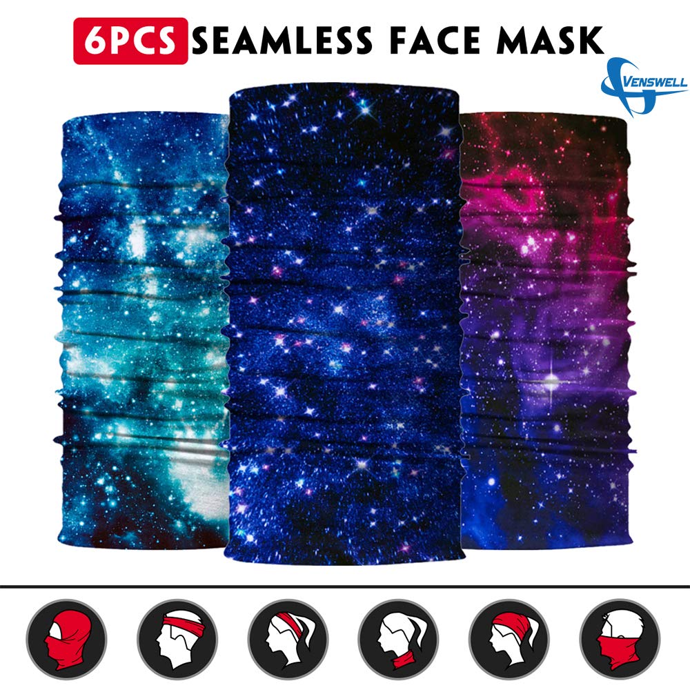 Neck Gaiter Mask, Sun Mask, Rave Bandana Face Mask, Seamless Face Scarf, Headband for Men Women (A-Bling Star)
