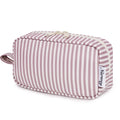 Narwey Small Makeup Bag for Purse Travel Makeup Pouch Mini Cosmetic Bag Zipper Pouch for Women (Dusty Rose Stripe, Small)