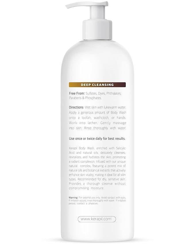 KERAPIL Exfoliating Body Wash, Coconut and Vanilla, 16 fl oz x 2