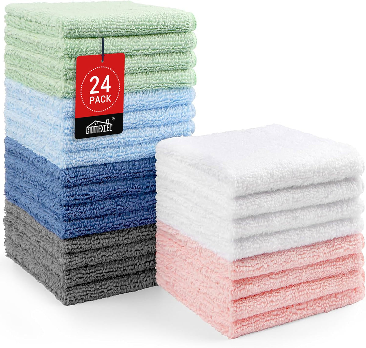 HOMEXCEL Washcloths 12PK, Ultra Soft&Highly Absorbent Face Towels, 12X12 in