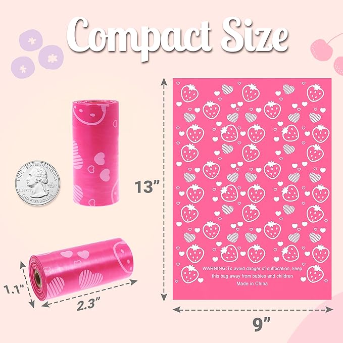 Sanitary Napkin Disposal Bags with Dispenser Feminine Hygiene Disposal Bags for Tampons Trash Bag, Personal Care Sanitary Bag for Women Privacy Handling (Pink)