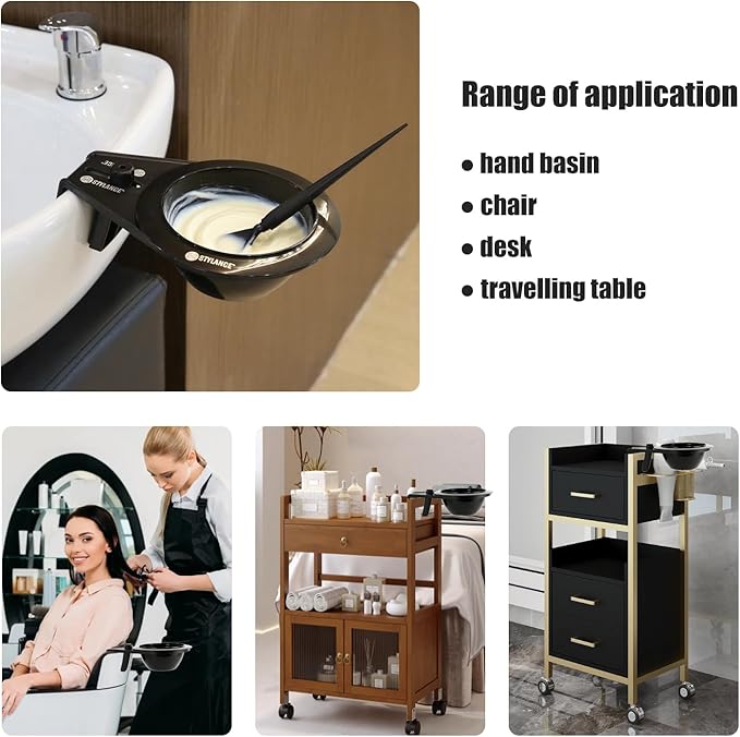 Hair Color Bowl Holder for Basin – Toning Tub Hair Dye Bowls for Hairstylist, Suction to Sink or Shampoo Station for Easy Toning- Black