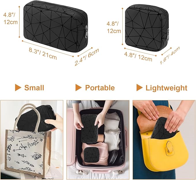 Likesing Period Bag for Teen Girls, Leather Sanitary Napkin Storage Bag, Portable Menstrual Pad Bag Period Pads Pouch, Small Make Up Bags(Black)