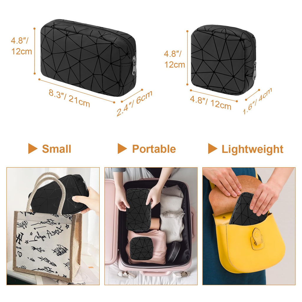 Likesing Period Bag for Teen Girls, Leather Sanitary Napkin Storage Bag, Portable Menstrual Pad Bag Period Pads Pouch, Small Make Up Bags(Black)