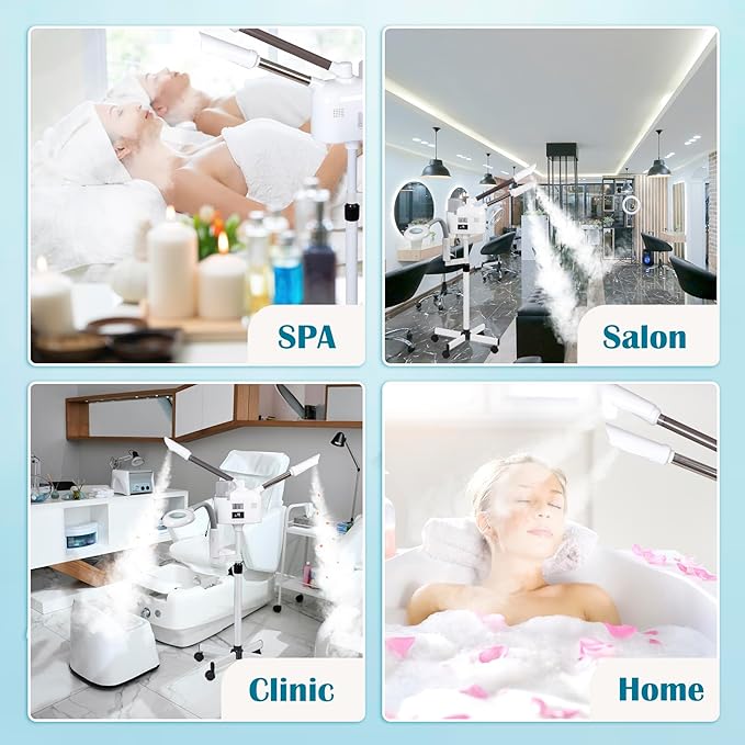 Professional 3 in 1 Facial Steamer for Face Deep Cleaning Ozone Face Steamer with 5X Magnifying Lamp Hot Mist Function for Salon Spa Home Beauty Equipment