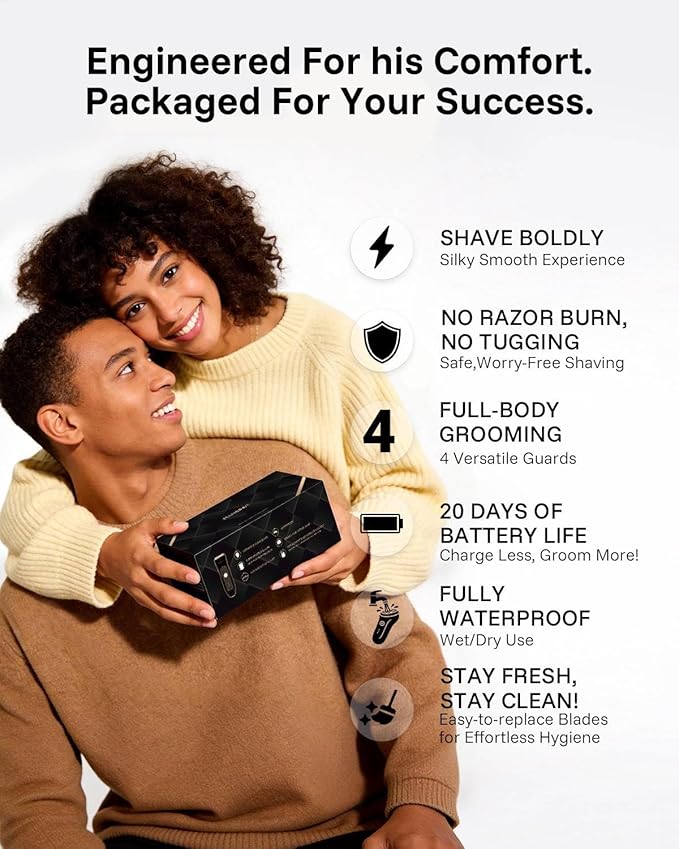 MANSPOT Hair Trimmer for Men, Gifts for Men, Anniversary & Birthday Gifts for Men, Dad, Him, Husband & Boyfriend, Premium Manscape Trimmer with 4 Guards & Replaceable Ceramic Blade