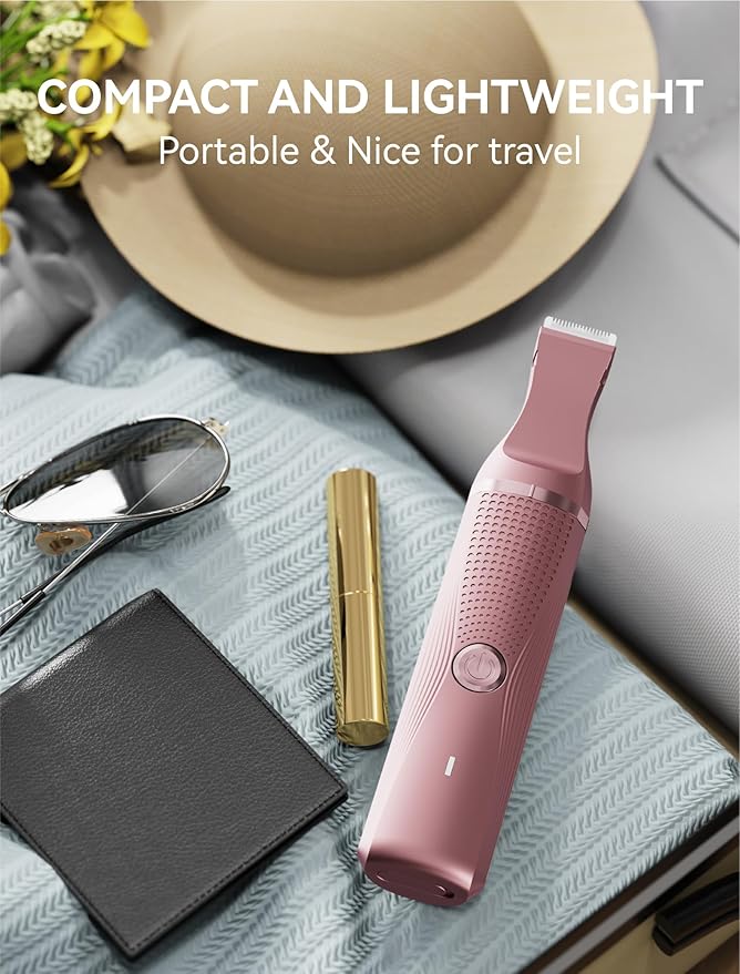 3-in-1 Electric Razor for Women - Waterproof Bikini Trimmer,Rechargeable Electric Shaver for Lady,Pubic Hair Trimmer Women,Personal Trimmer Groomer for Body Hair (Rose Golden,RG-1)