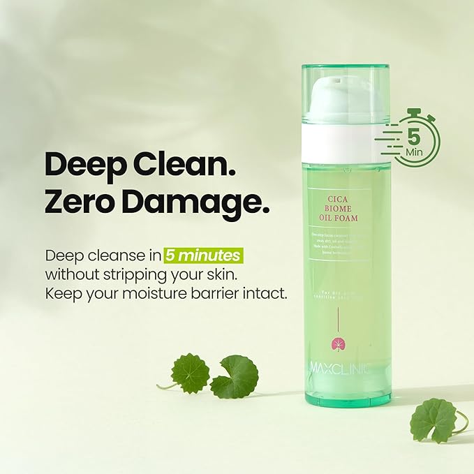 [K-Beauty] Cica Biome Oil to Foam - All-in-One Korean Face Wash Oil-Based Foaming Facial Cleanser - Soothing & Hydrating Makeup Remover - Gentle Deep Cleansing Oil for Sensitive Skin Types 3.88 fl oz