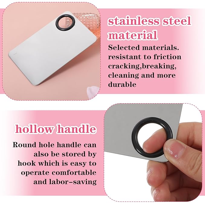 KFHENSOMR 6pcs Professional Makeup Spatula Korean Set Stainless Steel Makeup Palette Acrylic Cosmetic Palette Foundation Spatula Reusable Beauty Tools for Facial Cosmetic Nail Art Pigment Blending