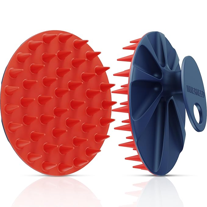 INNERNEED Silicone Scalp Scrubber for Hair Washing & Scalp Massage, Red