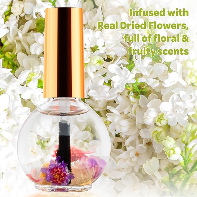 Cuticle Oil, Jasmine Cuticle Nail Oil Infused with Real Flowers 15ml