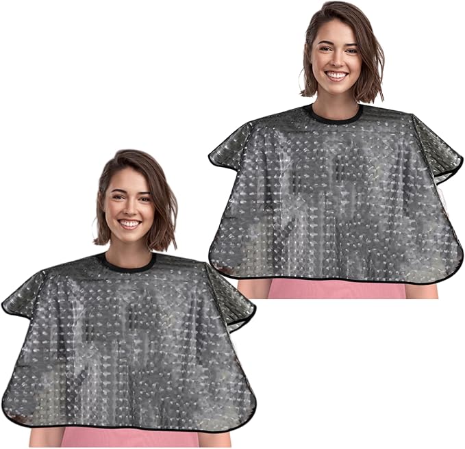 YELEGAI Waterproof unisex-adult Hair Dye Cape,Short Comb-Out Capes for Hair Stylist,Makeup Apron for Hair Color, (2, Black)
