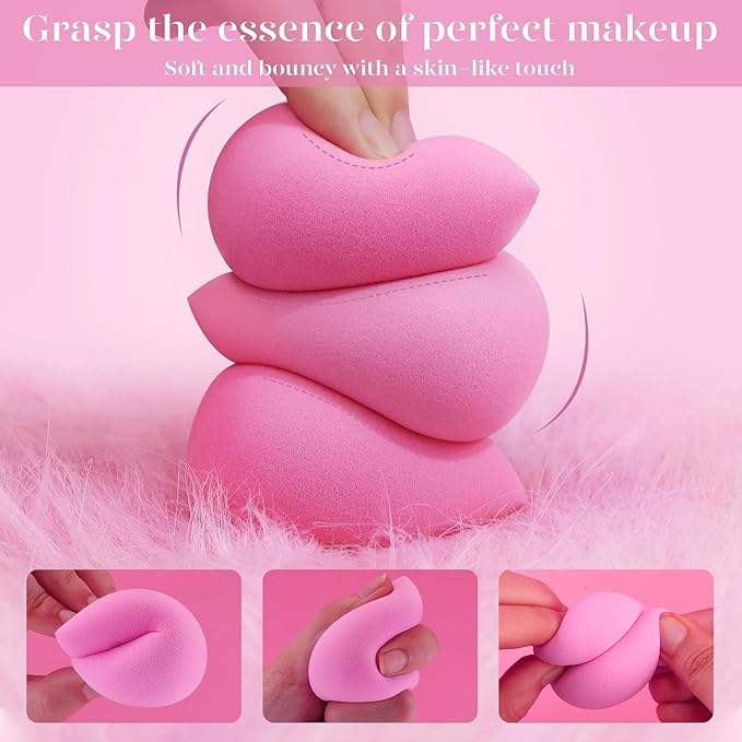 BEAKEY Makeup Sponge Set of 6, Super Soft Beauty Sponges for Foundation