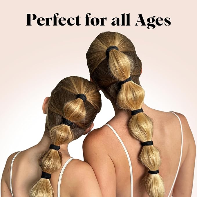 Kitsch Nylon Hair Ties No Damage - Stretchable Hair Bands for Strong All-Day Hold, Ponytail Holders | Hair Accessories for Girls - Black, 20 Pcs