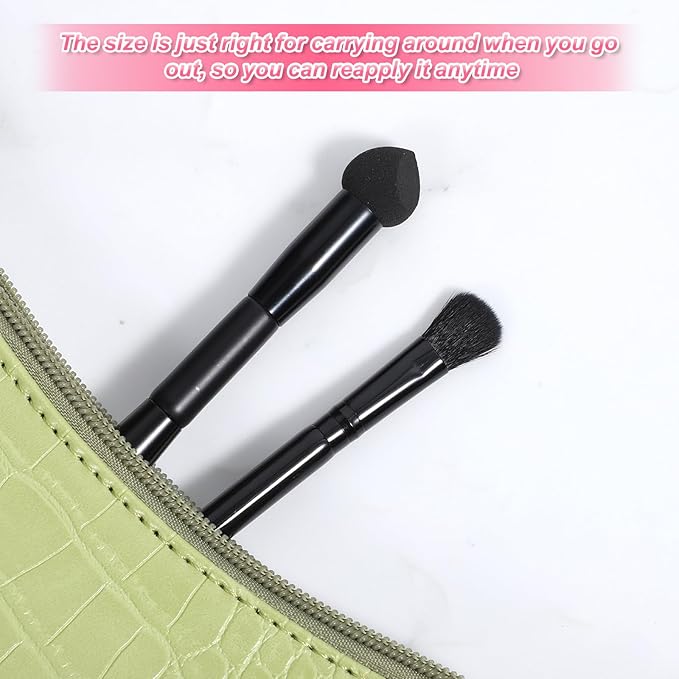 2 Pcs Dual-Ended Hairline Powder Brush, Hairline Concealer Brush Set with Sponge Tip and Contour Tip for Covering Hair Root Travel Makeup Brushes Set for Concealer, Contour, Root Touch Up