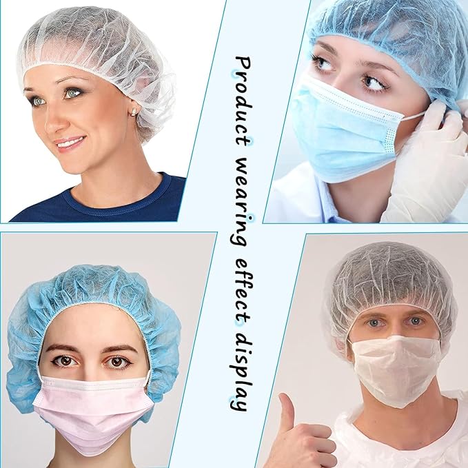 Disposable Bouffant Caps 100pcs,24inches Hair Net, Elastic Dust Cap for Food Service,Salon,Spa,Kitchen Head Cover