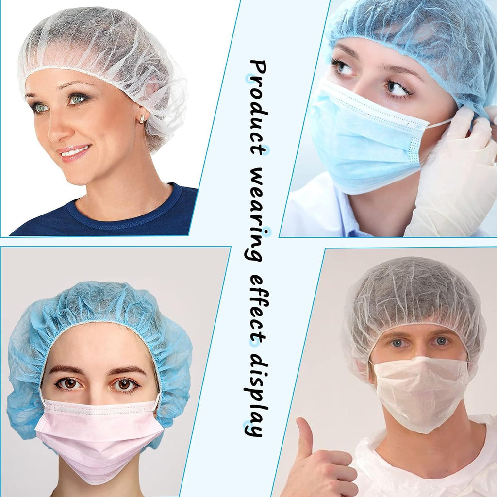 Disposable Bouffant Caps 100pcs,24inches Hair Net, Elastic Dust Cap for Food Service,Salon,Spa,Kitchen Head Cover (Black)