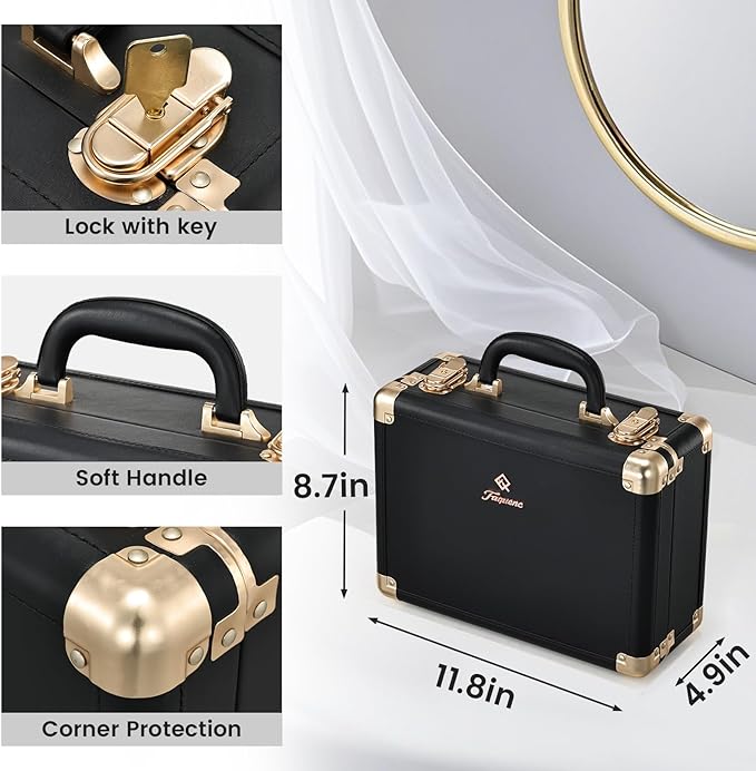 Faquenc Makeup Train Cases with Light Up Mirror 3 Color Setting, Lighted Makeup Case Organizer with Detachable Tray, Travel Makeup Box with Light for Make up Tools Storage (Black Moutain Shadow)