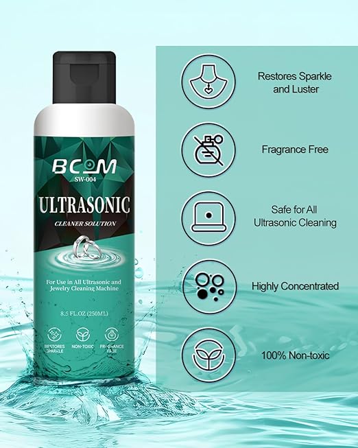 Ultrasonic Jewelry Cleaner Solution for All Machines, Retainer, Ring, 8.5oz