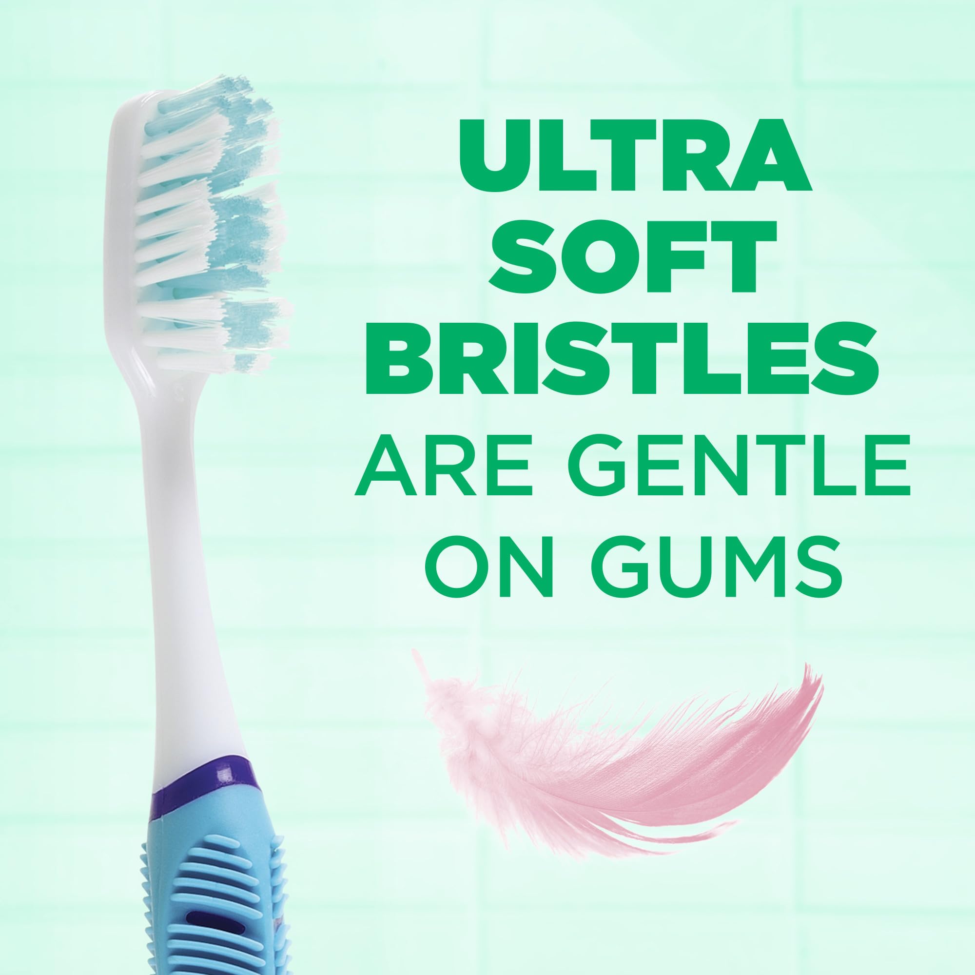 GUM Technique Sensitive Care Toothbrush with Quad-Grip Handle, Full Head & Ultra Soft Dome Trim Bristles for Plaque Removal that’s Gentle on Gums, 2 Count