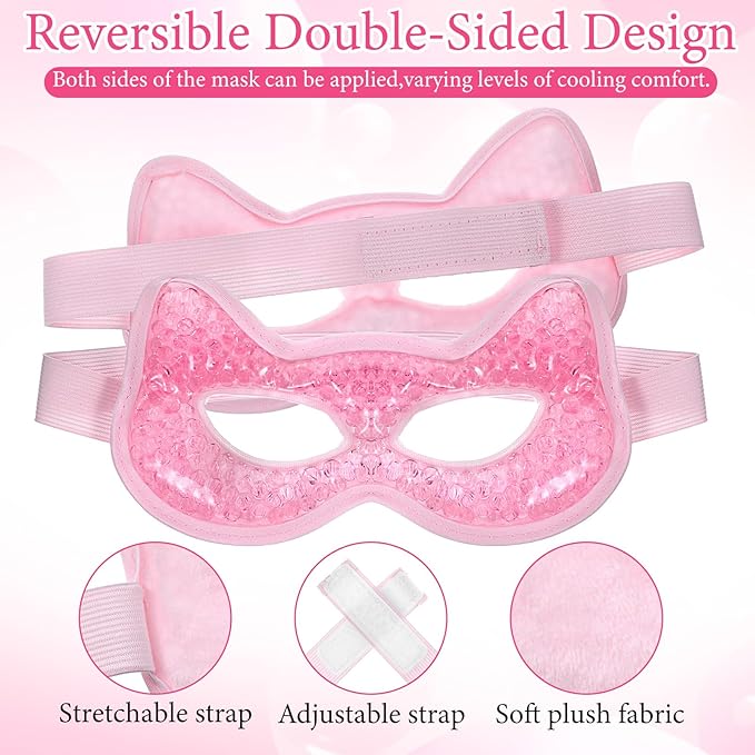Qianyu Cooling Eye Mask Gel Bead Eye Packs Hot Cold Compress Reusable Face Mask for Dry Puffy Eyes Puffiness Dark Circles Headaches Sleeping Stress Relief Skin Care Men Women
