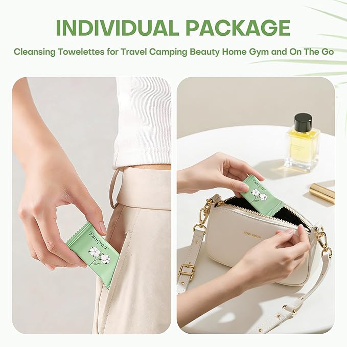 Compressed Towel Tablets Thicken, 20 Pack Disposable Face Towel, Individually Wrapped Reusable Washcloths, Compact Clean Towels Mini Portable for Travel Guests Baby Dog Camping Beauty(Green)