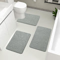 YIHOUSE Bathroom Rugs Mat Set, Memory Foam Bath Mat 3 Piece Gray