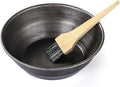 VISMAY'S Pure Iron Henna Bowl with Wooden Brush Mehandi Katora Heena Kadhai Kadai Karahi Durable Loha Katori (7.5 inch (Design 1))