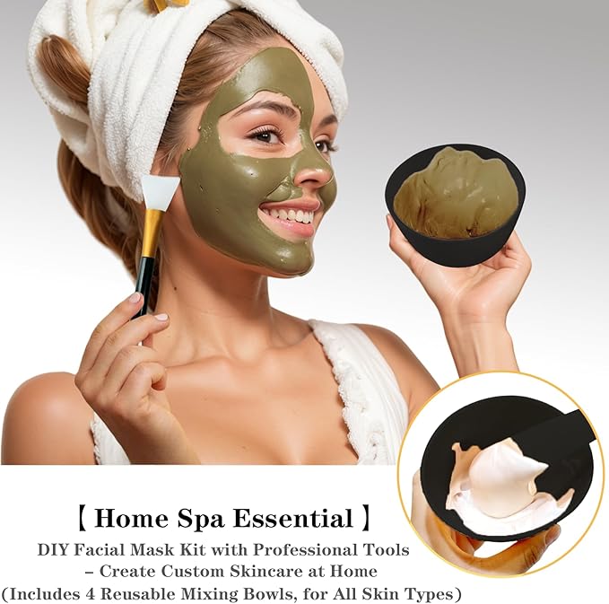Silicone Mixing Bowl, Silicone Bowls for Facial, DIY Face Mask Mixing Bowl for Home Salon Spa Face Skin Applicator Bowl, Black