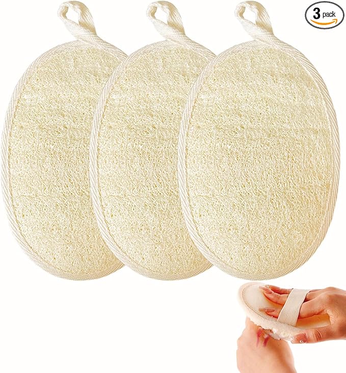 haikuluo Natural Loofah Body Scrubber Sponge,3 Pack