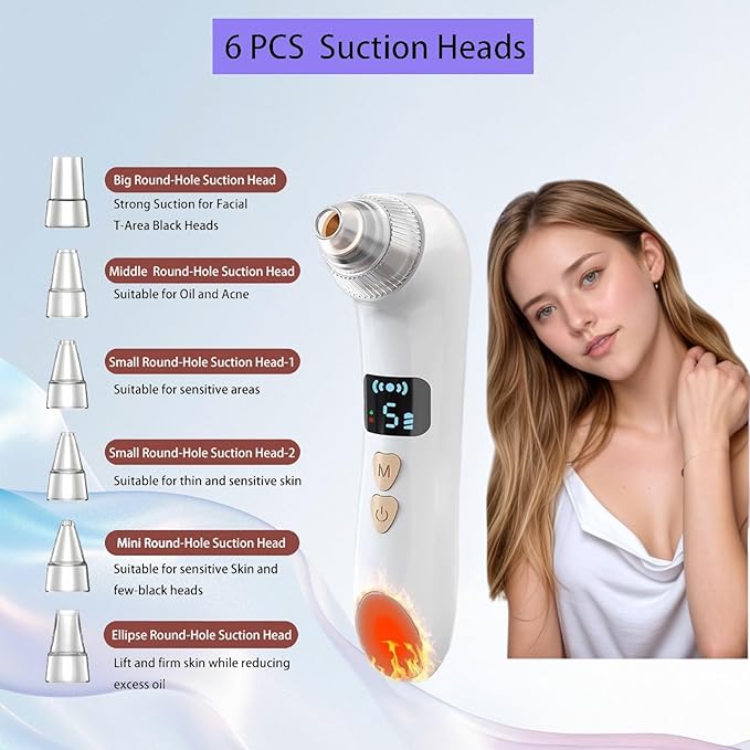 Blackhead Remover Vacuum Heat Visible, Pore Vacuum with Heating & HD Camera, Black Head Extractions Tool for Men and Women Pore Cleaner Facial Skincare Kits Set