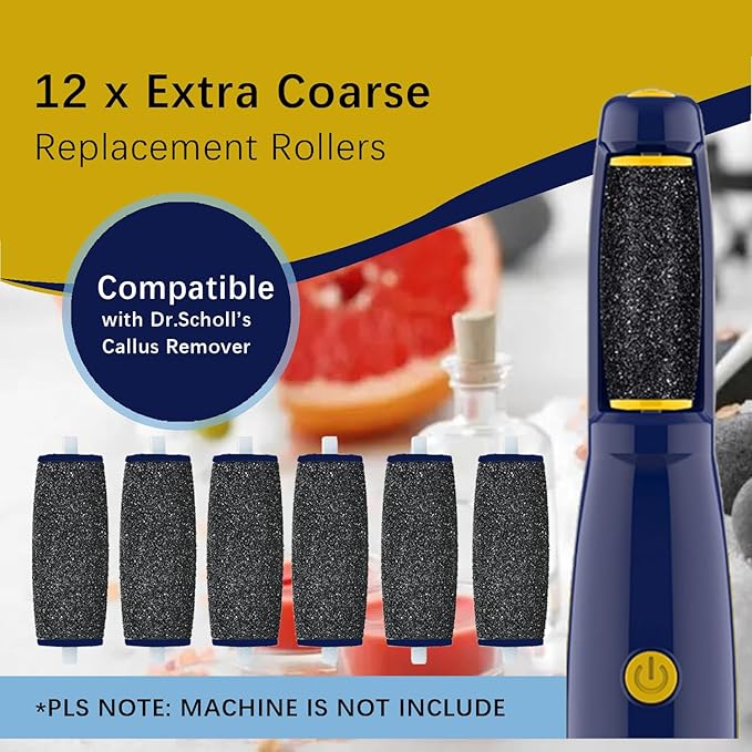 Replacement Roller Compatible with Dr. Scholl's Callus Remover Electronic Foot File-Extra Coarse (12 Pack)