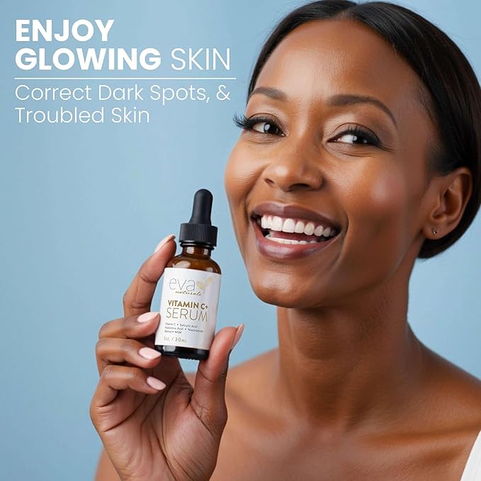 Eva Naturals Vitamin C Serum for Face – Anti Aging Dark Spot Remover & Corrector with Retinol, Hyaluronic Acid, Niacinamide & Salicylic Acid – Brightening, 1 fl oz