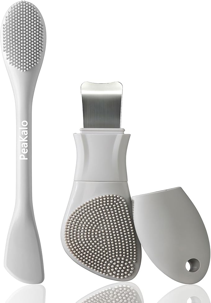 PeaKalo Silicone Face Scrubber Black Head Remover for Face- Appliances for Removing Make-up for Deep Cleansing Blackhead Remover Tools Face Spatula Makeup Removal Washing Brushes Pore Cleaner (Gray)