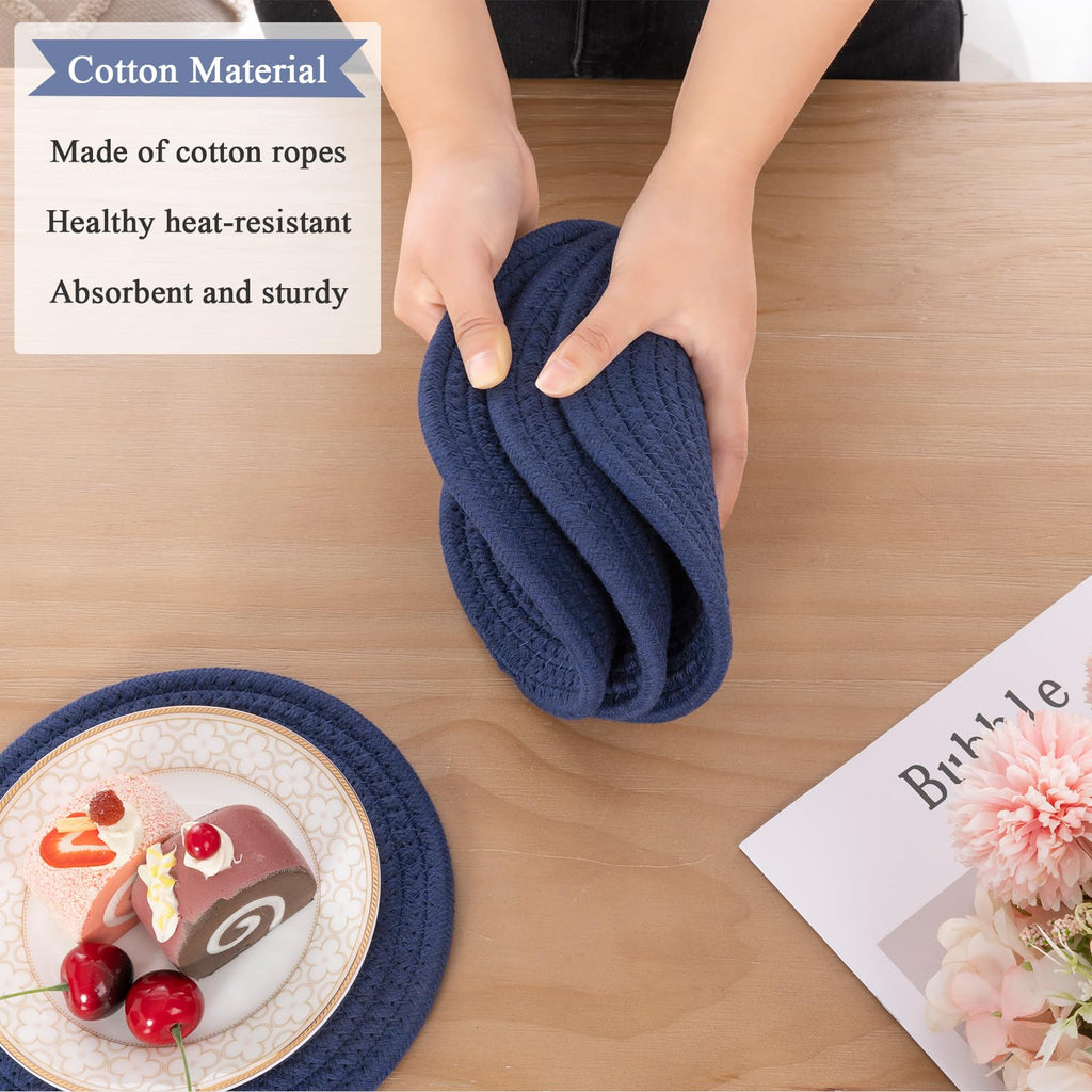 SHACOS 8 Inches Trivets for Hot Dishes, 4 Pieces Cotton Trivets Mats